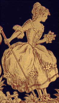 gilt picture of shepherdess on plate
