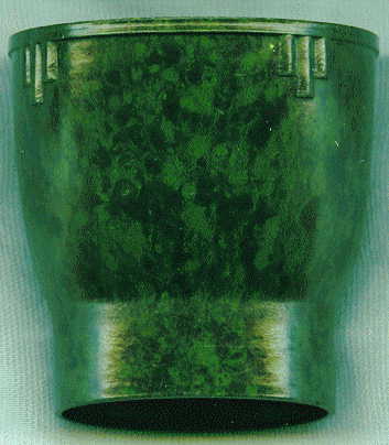 green bakelite egg cup: view from side
