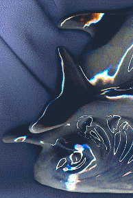 dolphin ornament, front view of tails