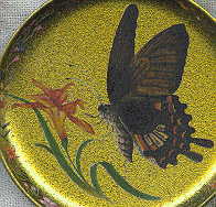 six coasters: brown butterfly with orange flower