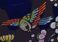 closeup of flying bird from Chinese blue vase