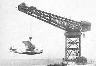 part 10, p.157: the crane at Felixtowe experimental establishment lifting a large flying boat. also there's a 2-funnel steam tender and a funny old square black car.