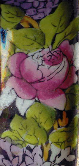 handpainted transfer of rose on front of shard