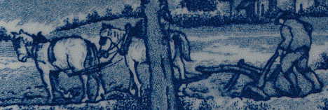 ploughman and horses detail from rural scene