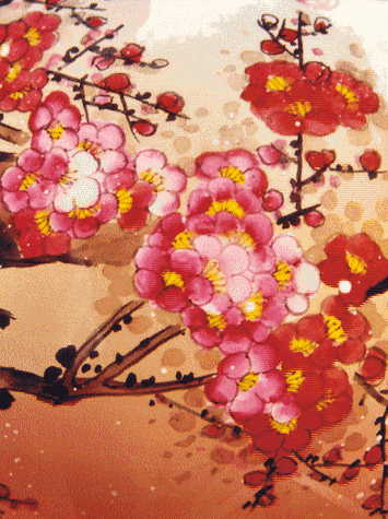 chinese painted inside ball, view A: closeup of twigs and blossom