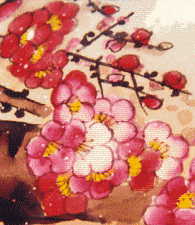 chinese painted inside ball, view A: closeup of blossom and twigs