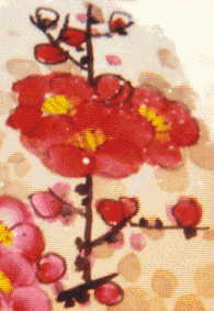 chinese painted inside ball, view A: closeup of red blossom