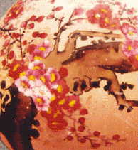 chinese painted inside ball, view B: closeup of tree and blossom