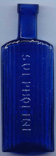 victorian cobalt poison bottle: front view