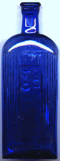 blue poison bottle: back view